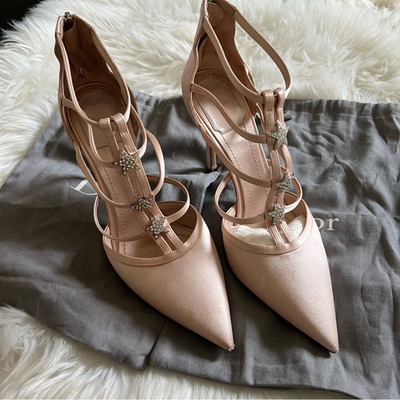 DIOR Satin Star Rhinestone Heels Pumps Pink - Christian Dior - Picture 8 of 11